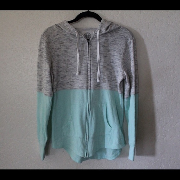 Mint/Grey ZipUp Hoodie - Picture 1 of 3