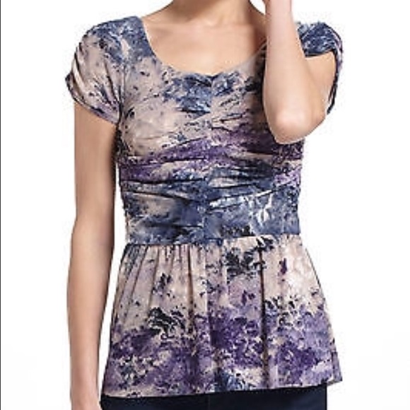 Anthropologie Postmark purple mesh peplum top