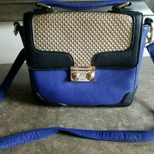 *FREE* Blue Cross body with black and gold accents