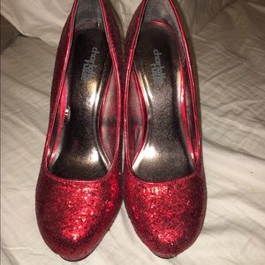 Glittery red high heels