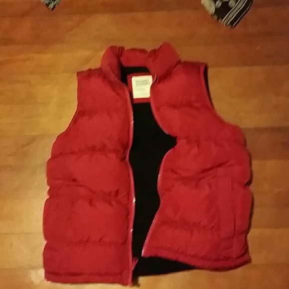 Red insulated vest.