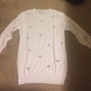 jeweled white sweater 💎