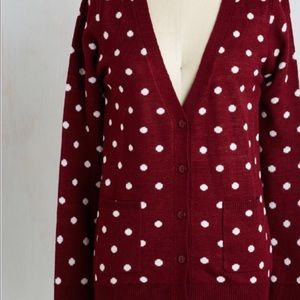 Modcloth "Collect Your Spots Cardigan" - Cranberry
