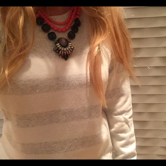 🚫 SOLD - grey & white striped jcrew sweatshirt