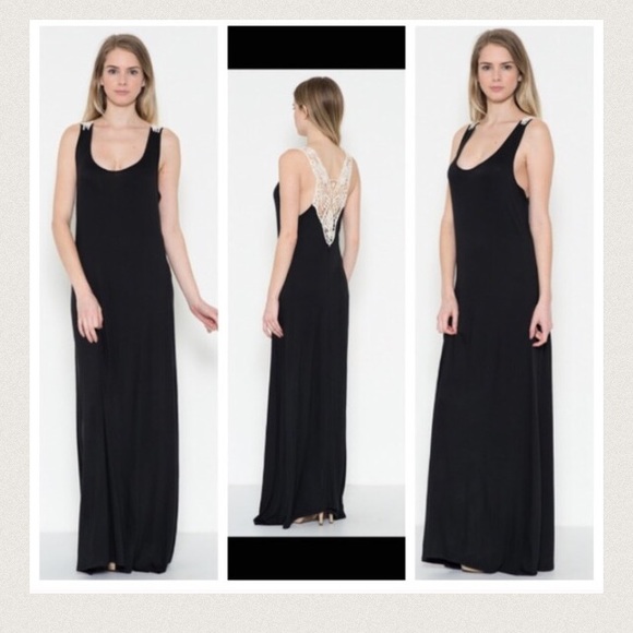 Olive Crochet Back Maxi Dress - Picture 2 of 2