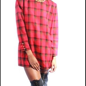 Vintage Plaid Red Dress