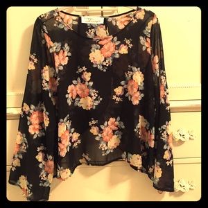 Vintage Havana Sheer Bell-sleeved Top