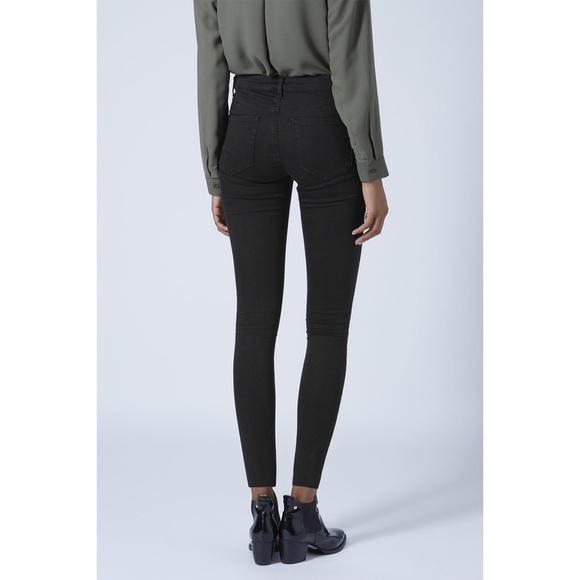 Black Leigh Topshop Moto Distressed Knee Jeans - Picture 2 of 3