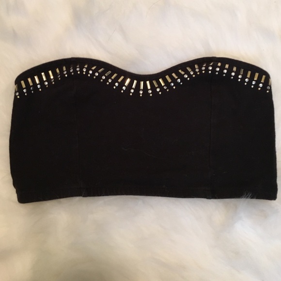Forever 21 Black Gold Studded Bralette Size S - Picture 1 of 2