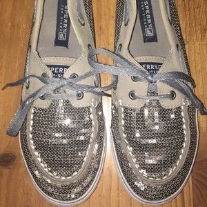 Silver Sequined Sperry Top-Siders