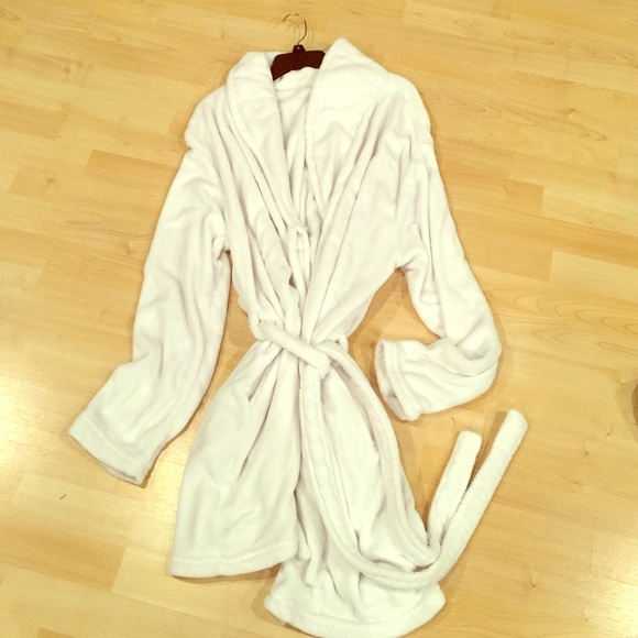 White, fuzzy, robe