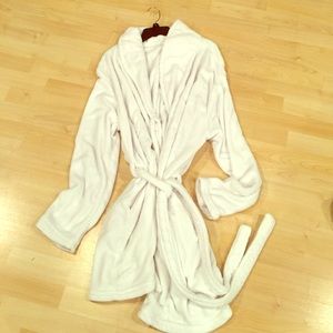 White, fuzzy, robe