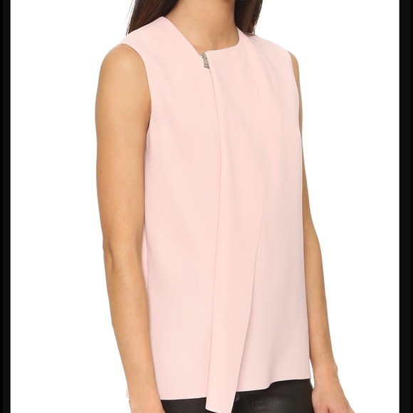Vince zip up blush sleeveless blouse