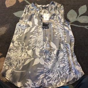 Silk button down sleeveless blouse