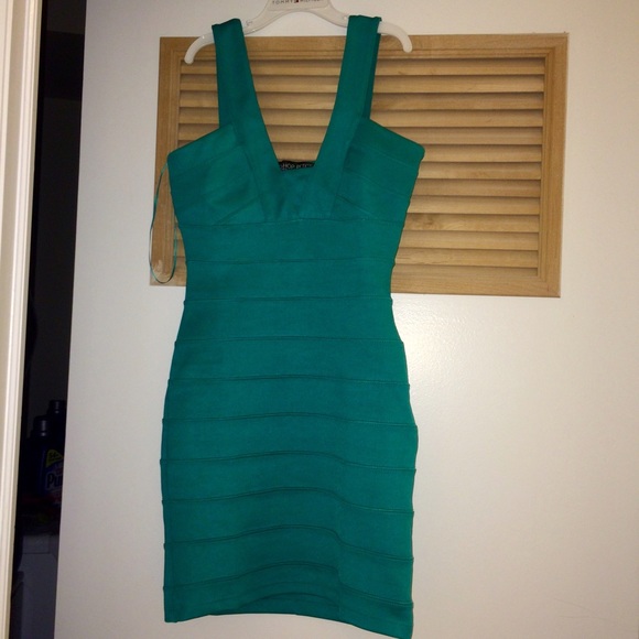 Topshop teal bandage bodycon dress