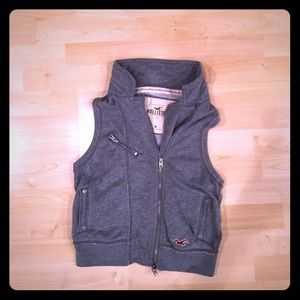 Grey zip up vest