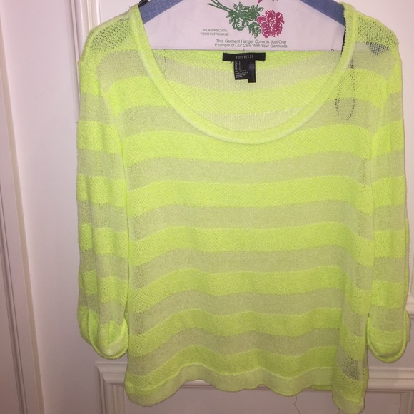 Forever 21 Yellow Crew Neck Top