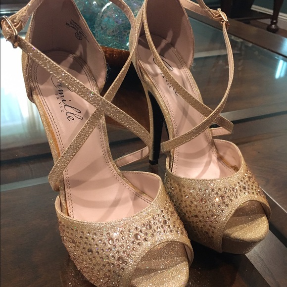 Gold rhinestone heels - Picture 2 of 4