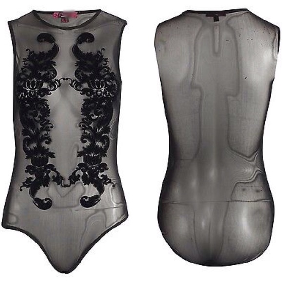 Baroque Sleeveless Mesh Bodysuit - Picture 2 of 4