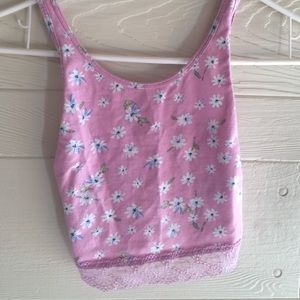 Pink floral Abercrombie kids crop top with lace