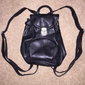 Black Leather Mini Backpack