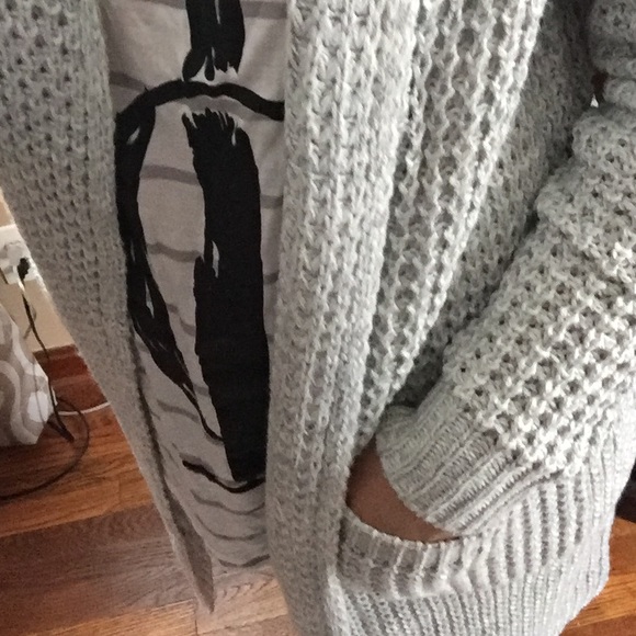 🎈LAST ONE🎈Grey Waffle Knit Long Cardigan Sweater - Picture 4 of 4