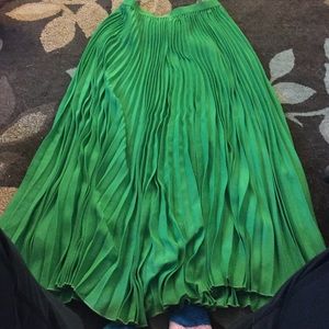 Green chiffon maxi skirt
