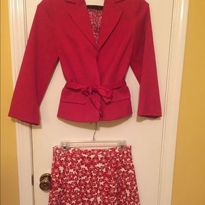 Red & White Floral Suit