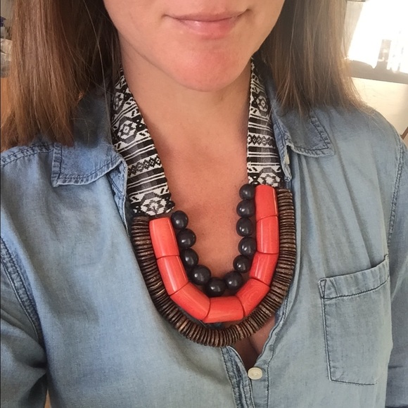 Fair-Trade Wood & Fabric Necklace