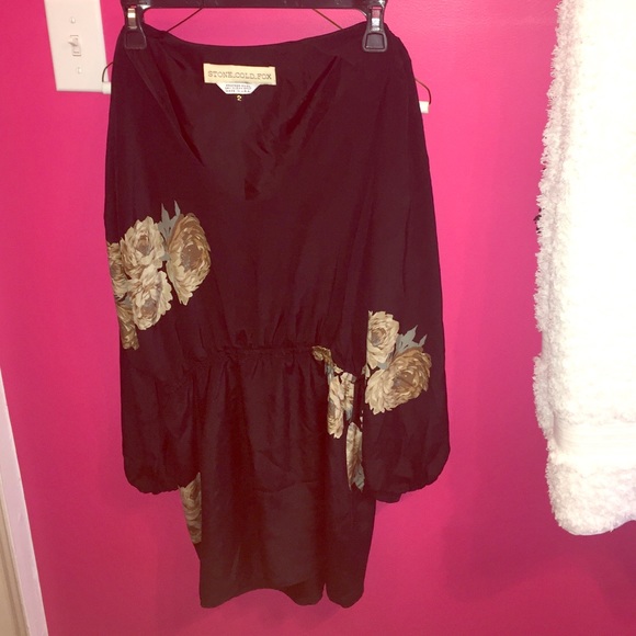 Black Mini Dress with Hydrangea Print