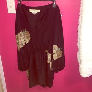 Black Mini Dress with Hydrangea Print