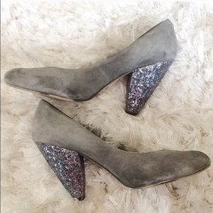 Seychelles grey glitter heels