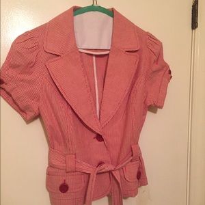 Red & White Striped Blazer