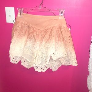 Free People Boho Ruffle Layered Scalloped Shorts