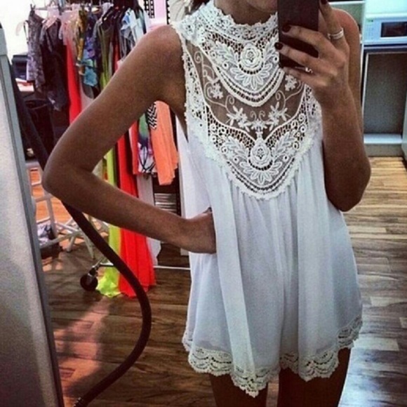 White Lace Summer Dress - Picture 3 of 3