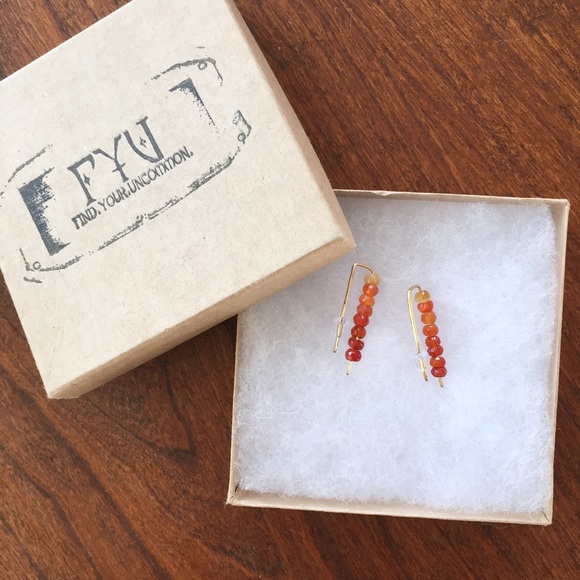 Handmade Orange Ombré Beaded Rectangle Earrings