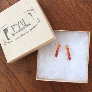 Handmade Orange Ombré Beaded Rectangle Earrings