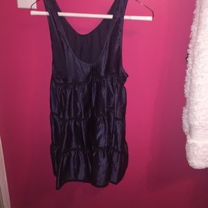 Deep Blue Ribbon Silk Babydoll LA Boutique Tank