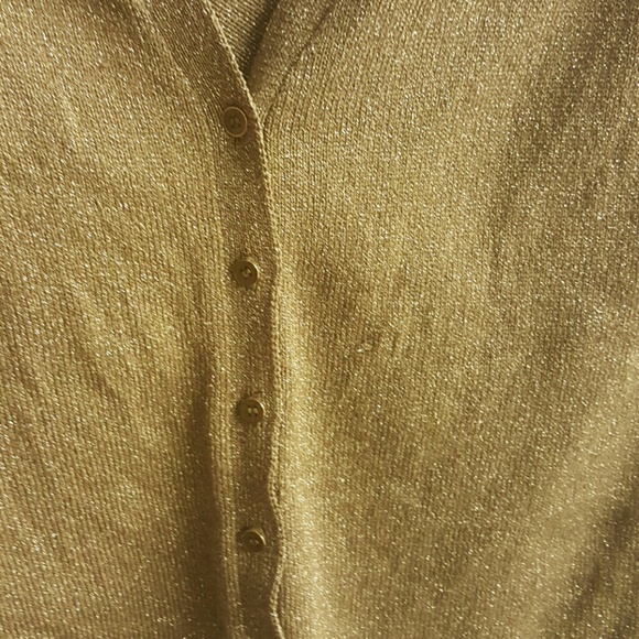 Shimmery gold shiny cardigan sweater - Picture 2 of 3