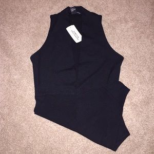 NWT Forever 21 Ribbed Deep Vneck Bodysuit