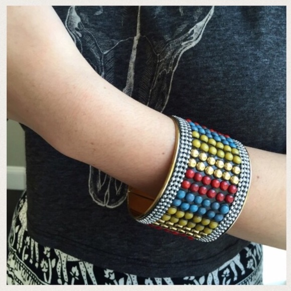 Multi-Colored Studded Boho Cuff - image 2