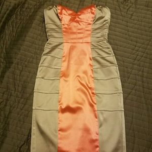 Champagne & Coral Bebe silk dress