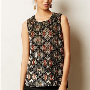 Anthropologie Meadow Rue Sleeveless Velvet Blouse