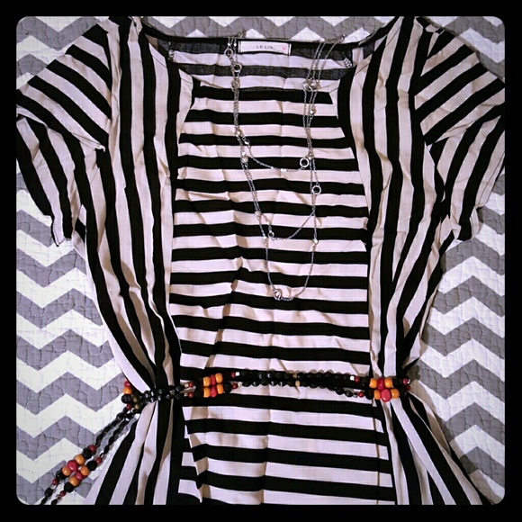 Black and white striped dress