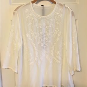 White blouse with crochet detail