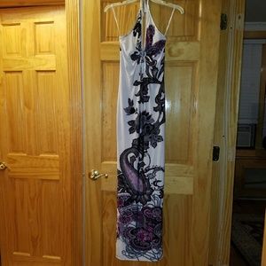 White halter maxi dress