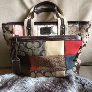 COACH Holiday Patchwork Medium Shoulder or Handbag