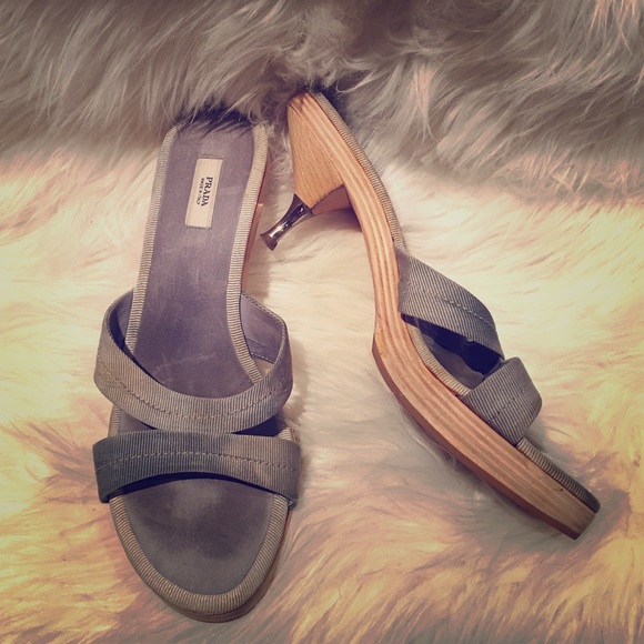 Prada Blue canvas nylon tie dye wood platforms - Picture 2 of 4