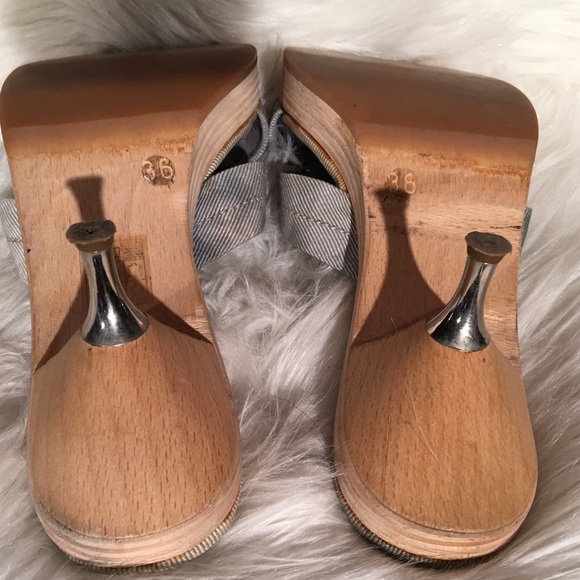 Prada Blue canvas nylon tie dye wood platforms - Picture 4 of 4