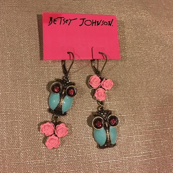 Betsy Johnson Owl Dangle Earrings